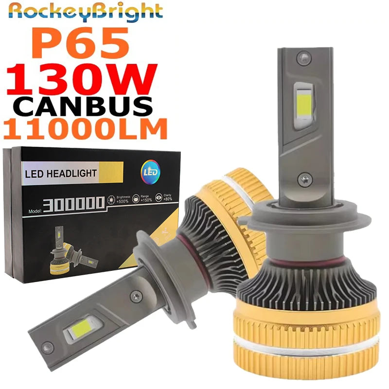 P65 130W LED Headlights 6000K 13000LM Super Bright White Light H1 H7 H8 H11 HB3 9005 9006