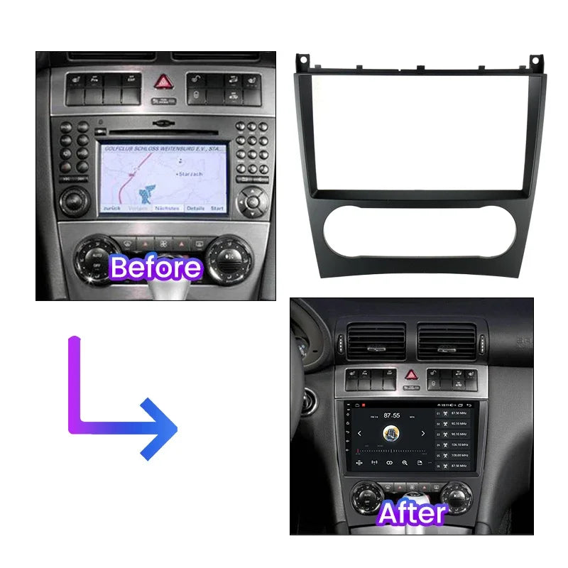 9inch Car Radio Frame Cable Dash Mount Kit for Mercedes Benz C-Class W203 CLC W203 Plastic | AUTOKITSHOP
