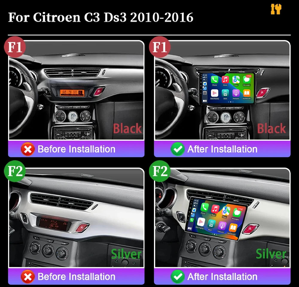 For Citroen C3 DS3 2010-2016 Navigation GPS 9 inch Car Radio Multimedia Video Player Andro