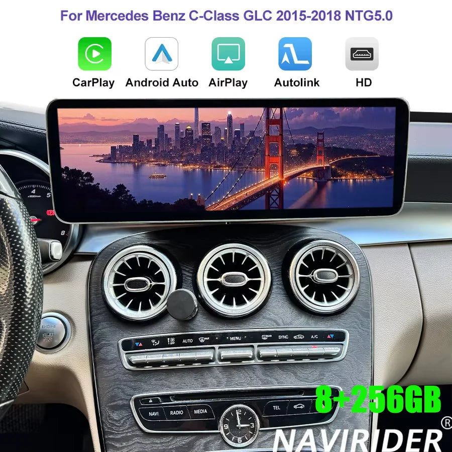 256GB CarPlay Car Radio For Mercedes Benz C Class GLC 2015-2018 NTG 5.0 Android15 Touch Sc | AUTOKITSHOP