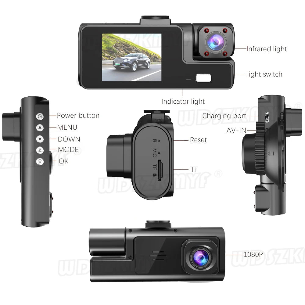 3Camera Dash Cam 2cam Car Camera 1080P Video Recorder WIFI Car DVR Front Rear View Camera Night Vision Black Box Car Accessories