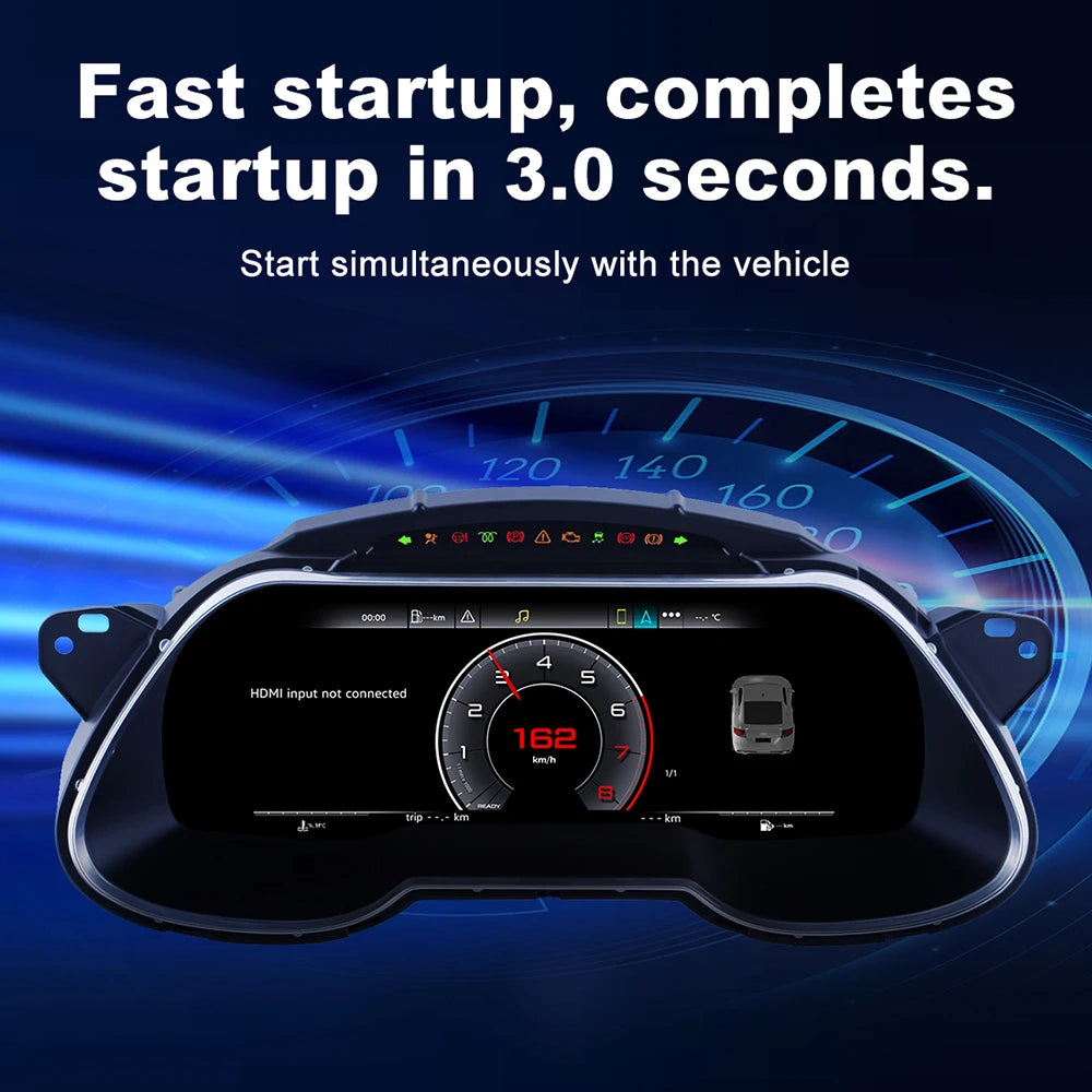 12.3" Car Digital Instrument Panel for 2013-2016 Audi A4 Dashboard Odometer Speedometer VirtualCluster - CarPlay Android