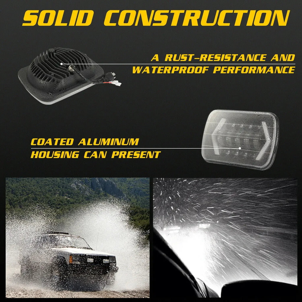 HYNBYZJ 320W 7x6'' 5X7" Waterproof LED Headlight White DRL Amber Turn Signal for Jeep YJ C
