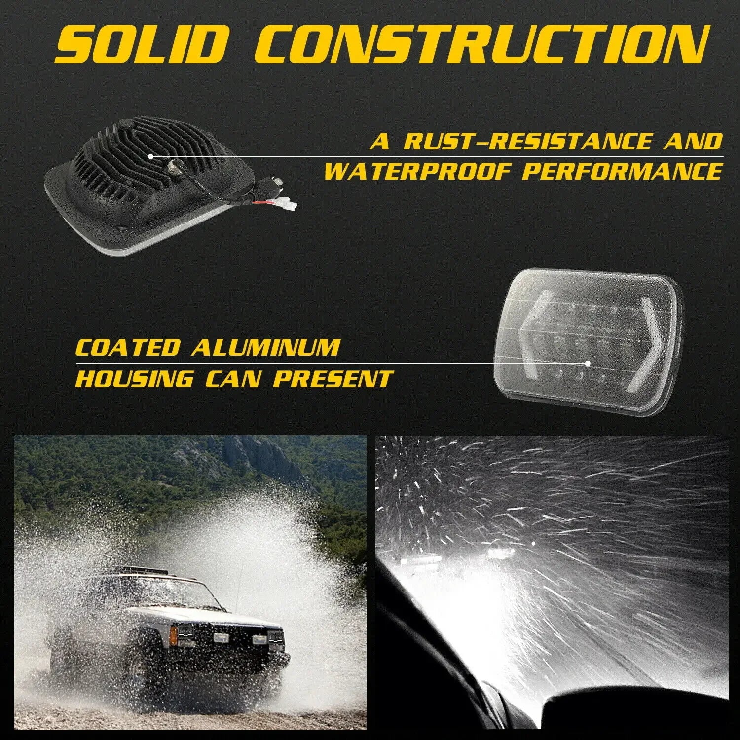 HYNBYZJ 320W 7x6'' 5X7" Waterproof LED Headlight White DRL Amber Turn Signal for Jeep YJ C