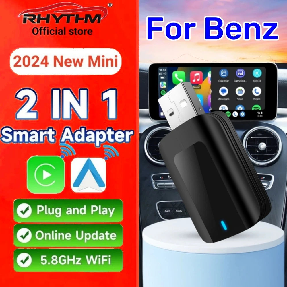 Wireless Adapter CarPlay Android Auto 2in1 Smart Dongle Play&Plug For Benz A‑Class Vito CL | AUTOKITSHOP