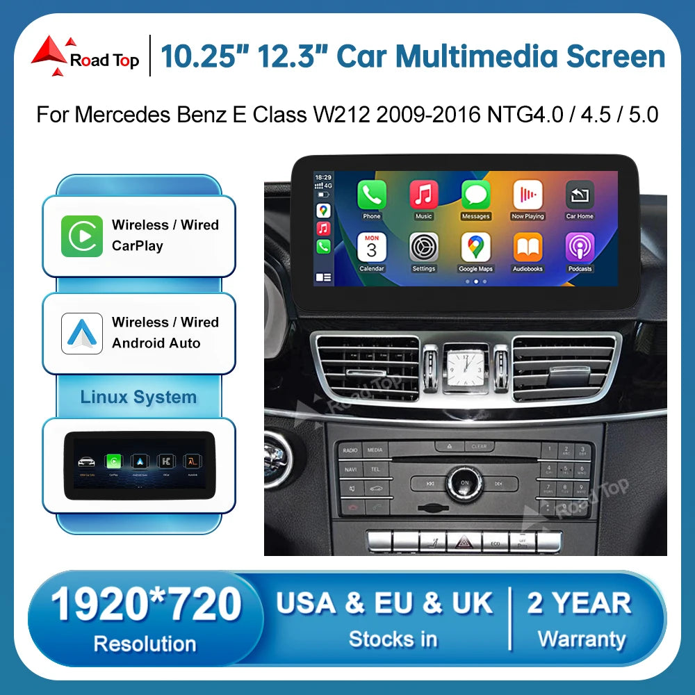 Road Top 1920*720 Wrieless CarPlay Android Auto Car Multimedia Linux Touch Screen for Merc | AUTOKITSHOP