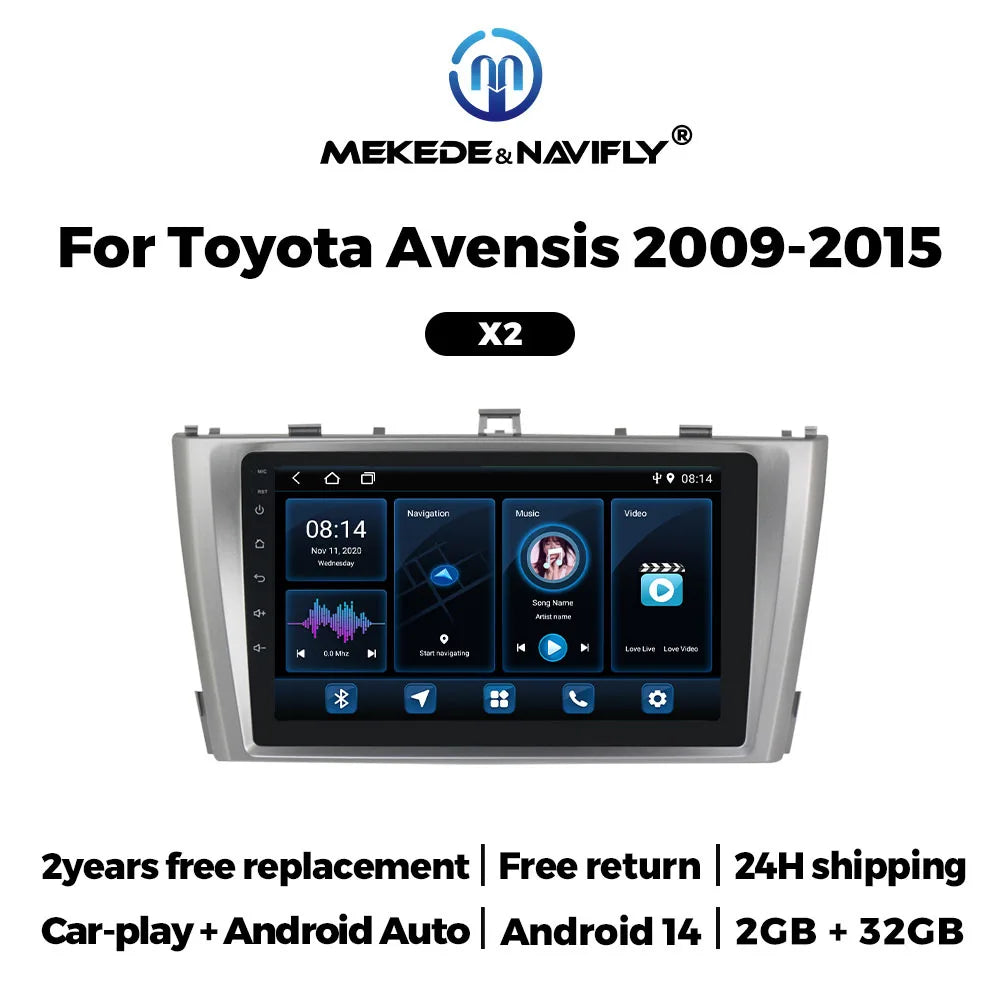 Android 2 Din Car Radio for Toyota Avensis T27 2009 2010 2011 2012-2015 Carplay GPS Naviga | AUTOKITSHOP