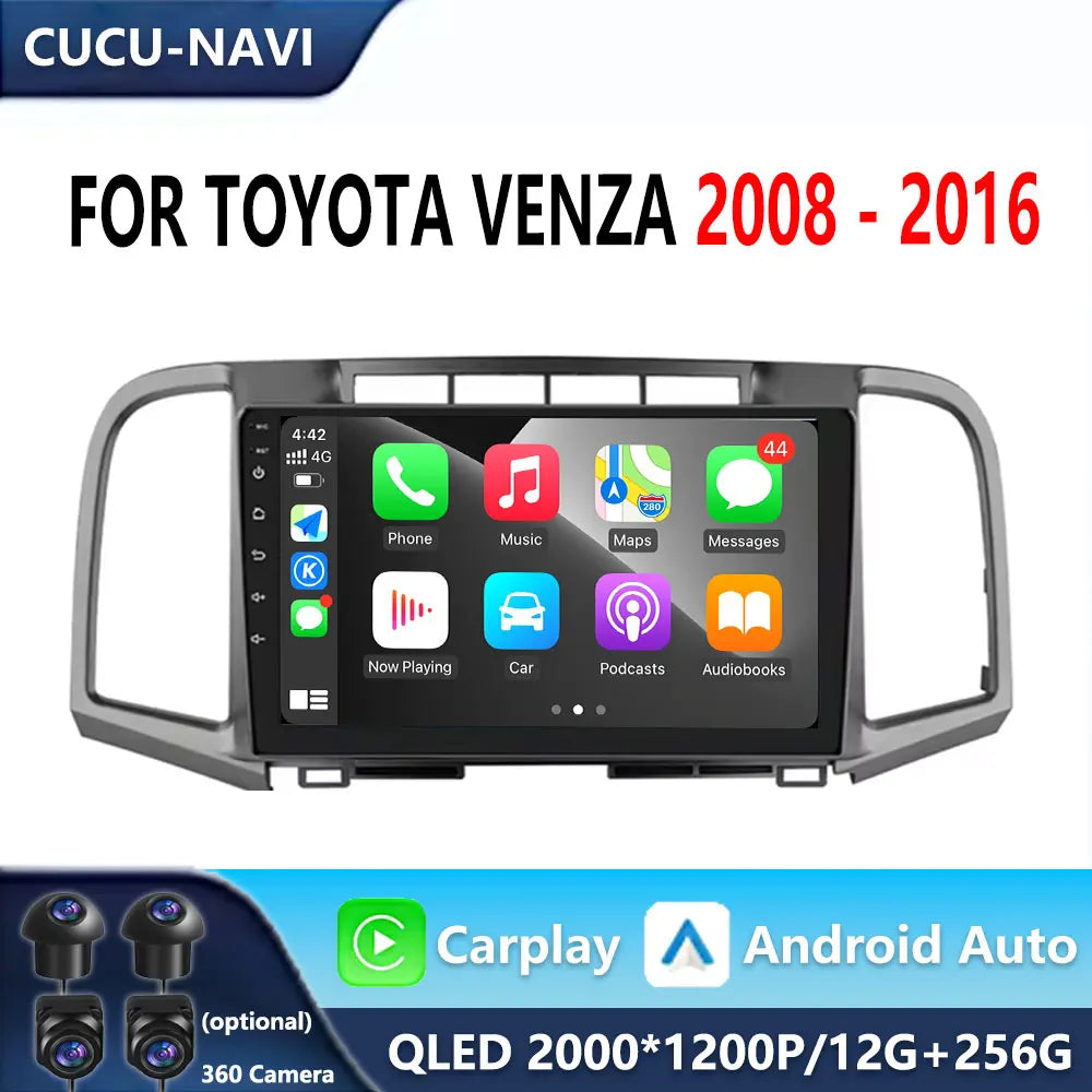Android 16 For Toyota Venza 2008 2009 2010-2016 Carplay Auto 4G+WIFI GPS Car Radio Navigat | AUTOKITSHOP