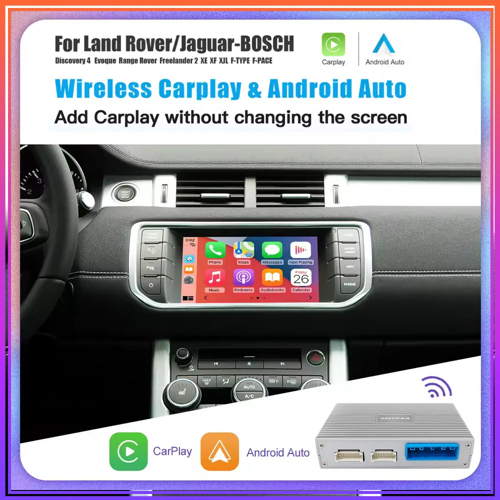 for Lander Rover Jaguar Ranger Rover Evoque Discovery 4 Wireless CarPlay Android Auto retr