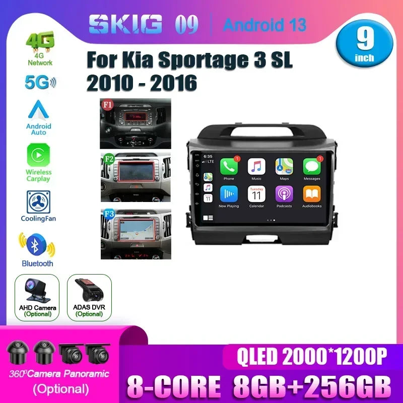 Car Player Android 14 For Kia Sportage 3 SL 2010-2016 Auto Radio Multimedia Navigation Wir