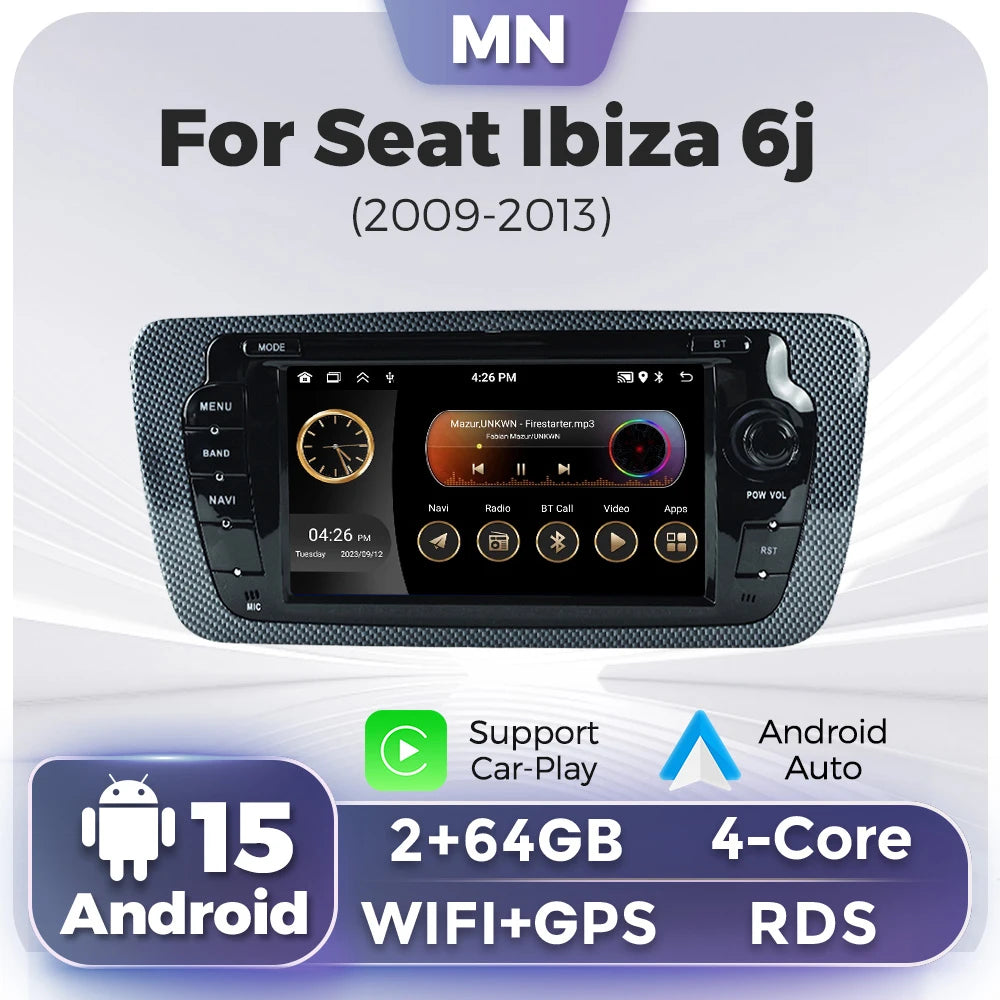For Seat Ibiza 6j 2009-2013 Android 13 Car Radio Multimedia Player Support CarPlay Auto Ca | AUTOKITSHOP