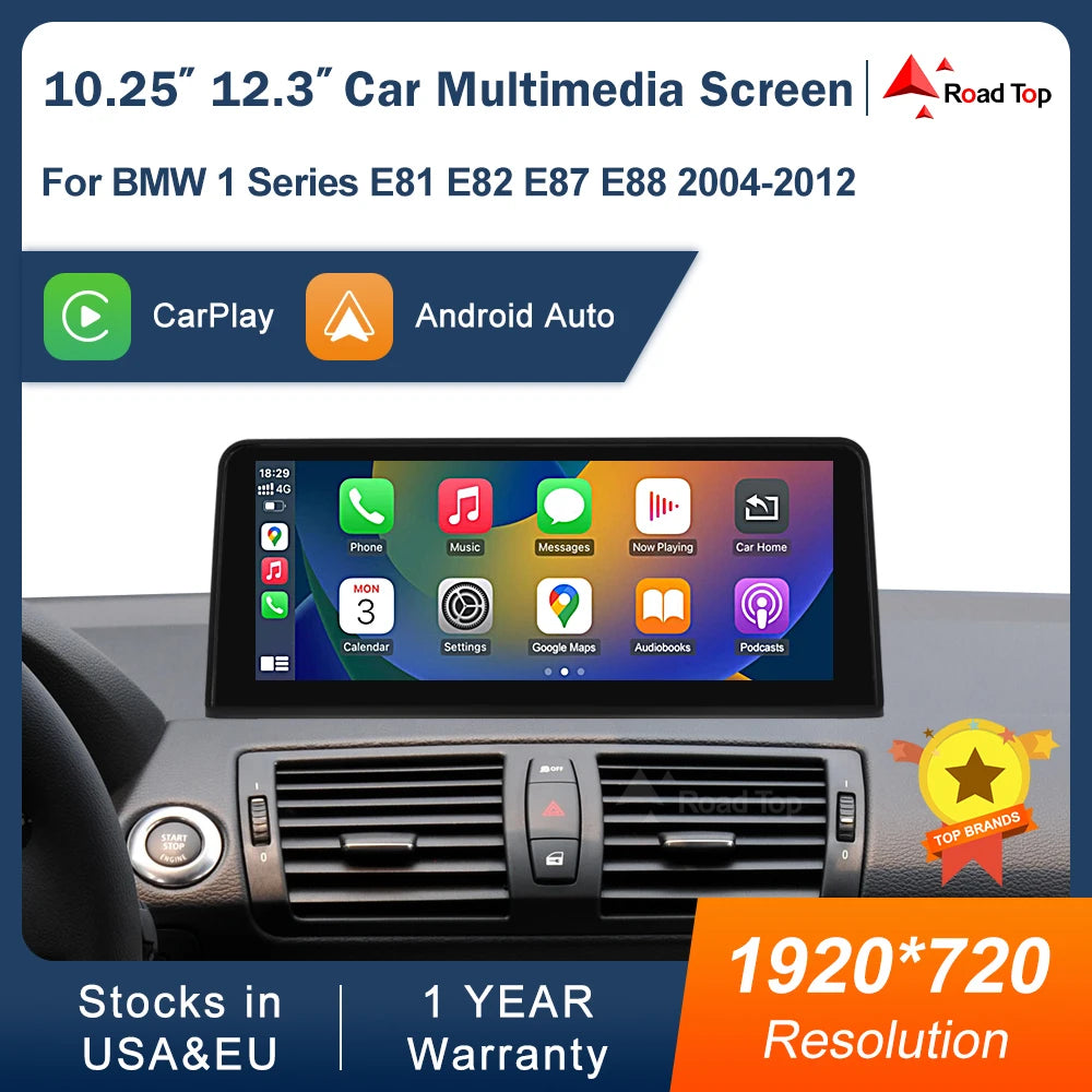 CN 12.3inch Android Auto Car Multimedia For BMW 1 Series E81 E82 E87 E88 2004-2012 CCC CIC | AUTOKITSHOP
