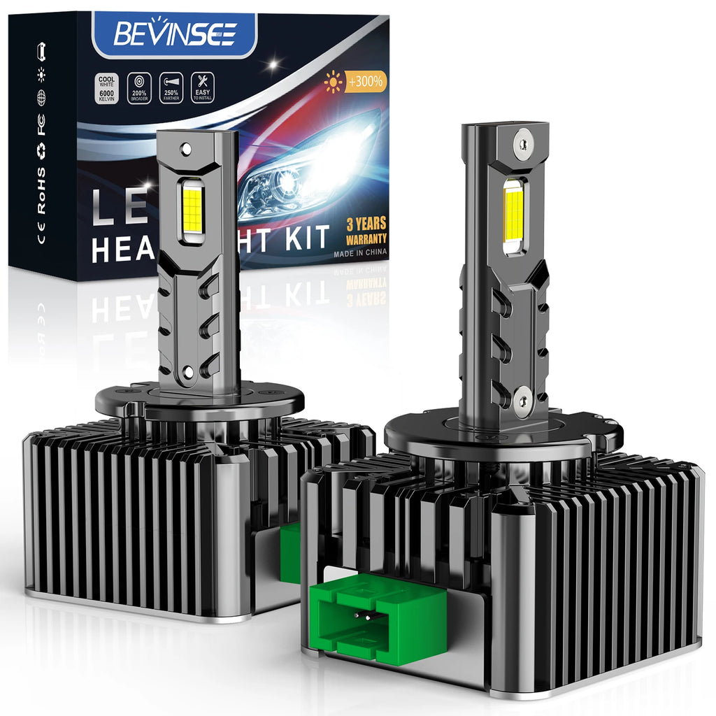 BEVINSEE D3S D1S D2S D5S D1R D2R D3R LED Light Bulbs 70W 12V Super Bright HID Upgrade Lamp