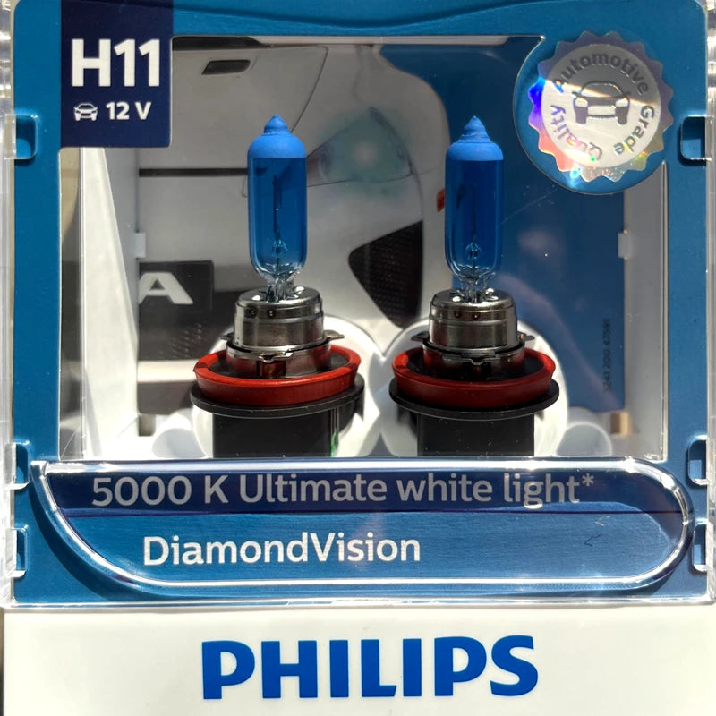 Philips H11 12V 55W Diamond Vision 5000K Super White Light Halogen Bulbs Auto Headlight Fo