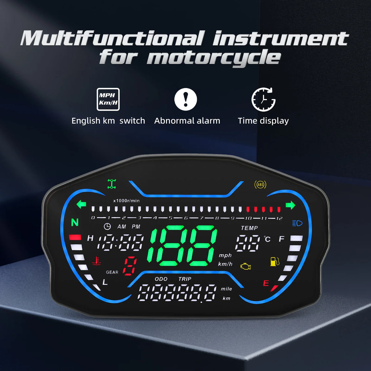 Universal Digital Motorcycle Speedometer LED Dashboard RPM Tachometer Motorcycle Instrument Wate - Automotive LED Light