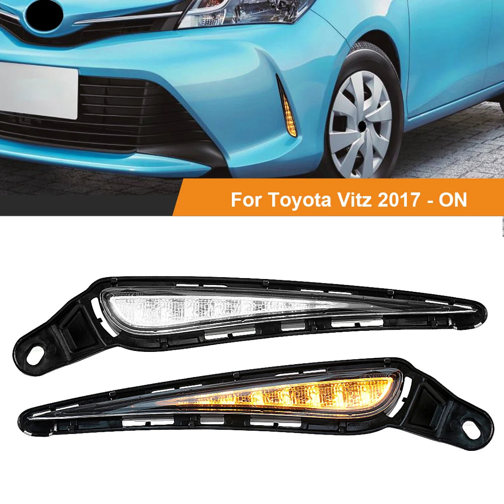 DLAA For Toyota Vitz 2017 2018 2019 LED Daytime Running Light DRL Turn Signal Fog Lamp Whi | AUTOKITSHOP