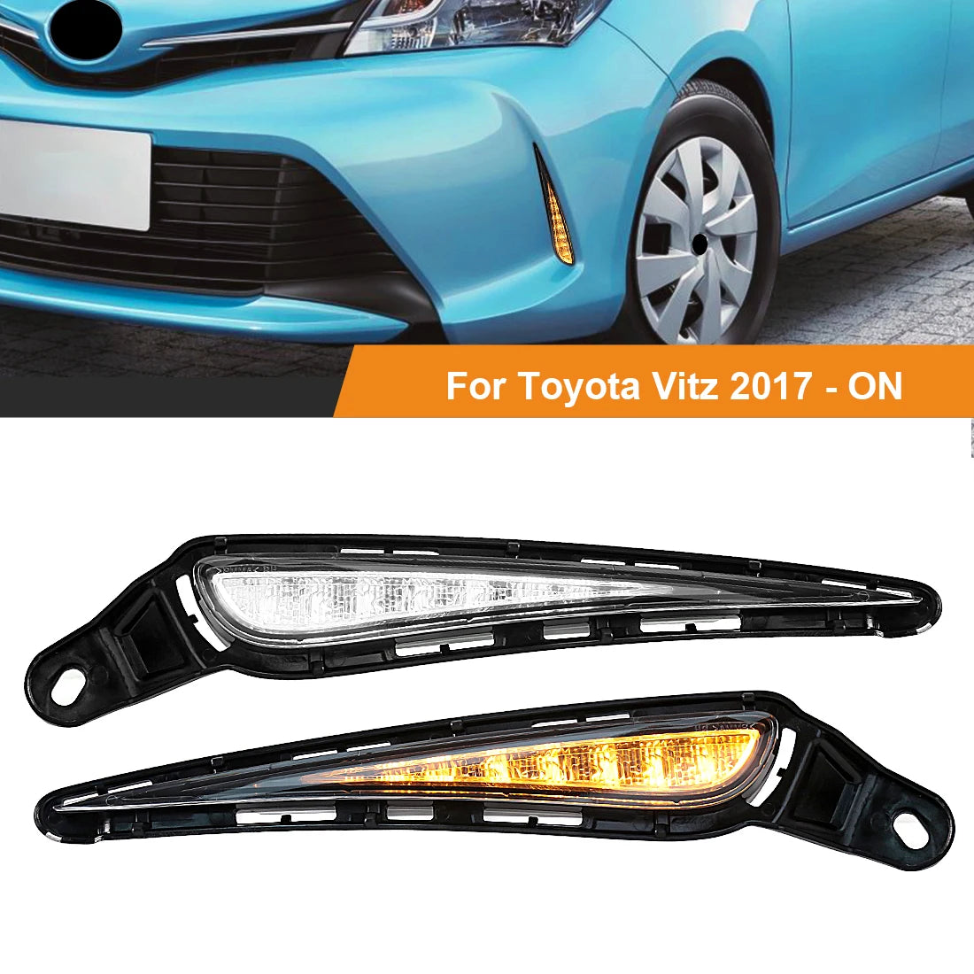 DLAA For Toyota Vitz 2017 2018 2019 LED Daytime Running Light DRL Turn Signal Fog Lamp Whi | AUTOKITSHOP