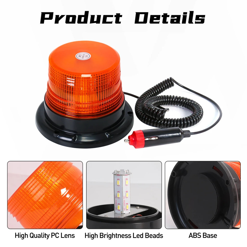 Car Truck Roof Top Warning Light Emergency LED Strobe Light Flashing Beacon With Magnetic  | AUTOKITSHOP