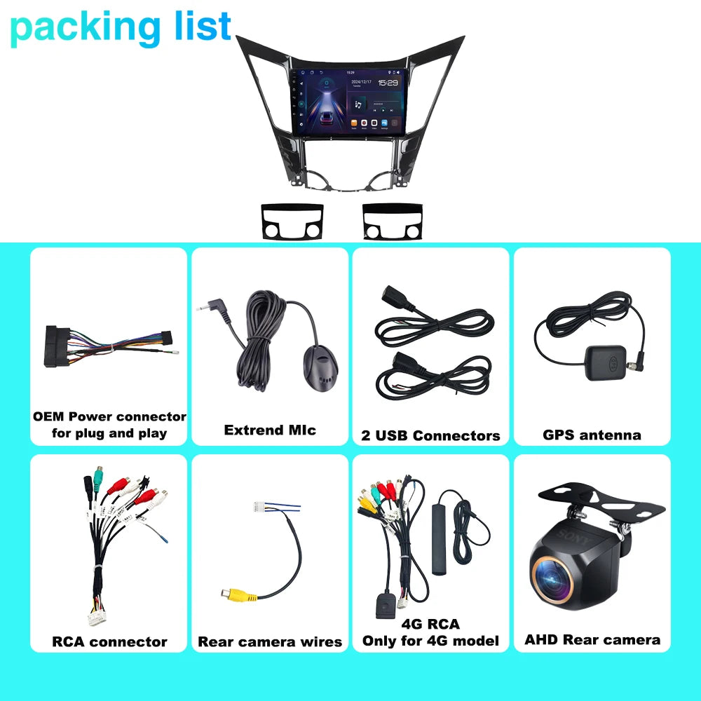 Android 15 For Hyundai Sonata 6 YF 2009 - 2014 Cart Multimedia Player Video Player Navigat