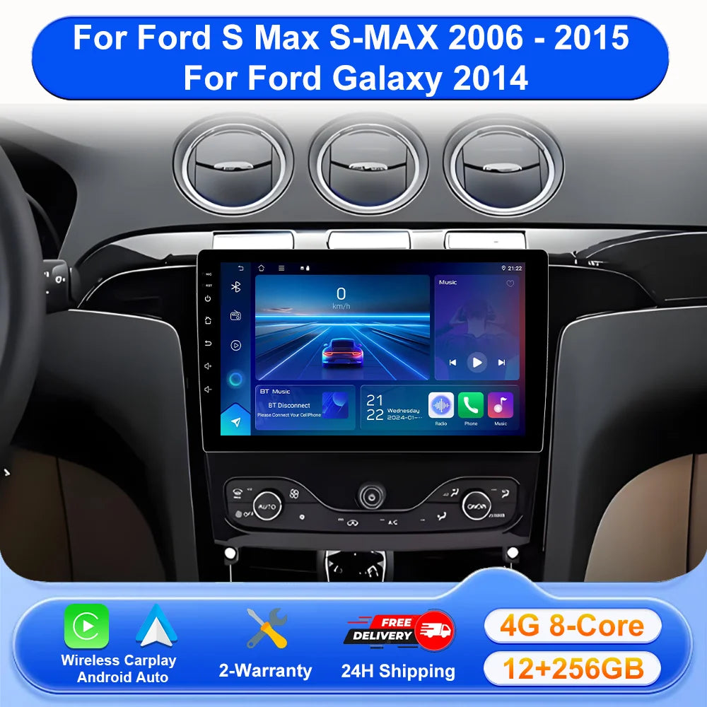 Car Radio Carplay Android 16 For Ford S Max S-MAX 2006-2015 For Ford Galaxy 2014 Matte Bla