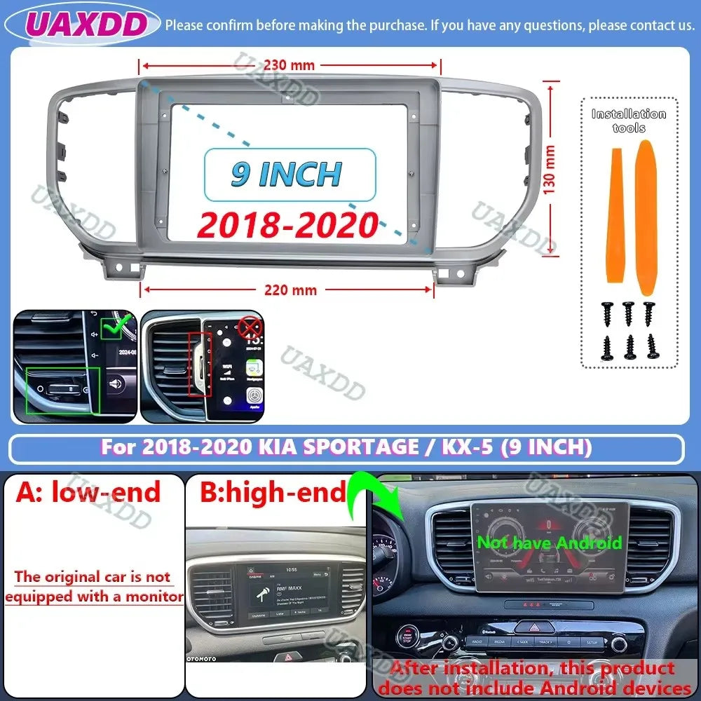 For 2015-2020 KIA SPORTAGE KX-5 KX5 9INCH CD Car Android frame panel fascia cable video ha