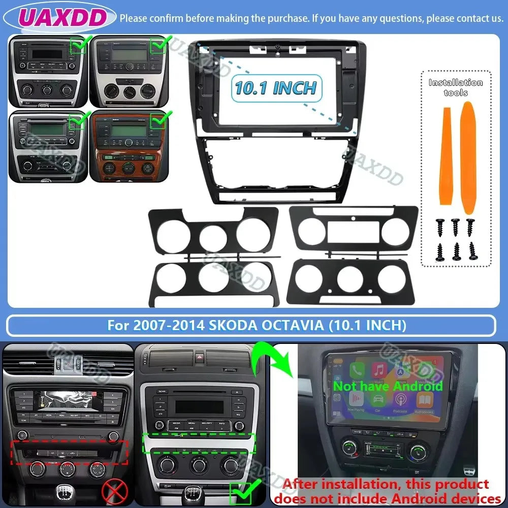 For 2007-2015 SKODA OCTAVIA A7 10.1INCH 2 Din stereo radio Android frame panel fascia cabl