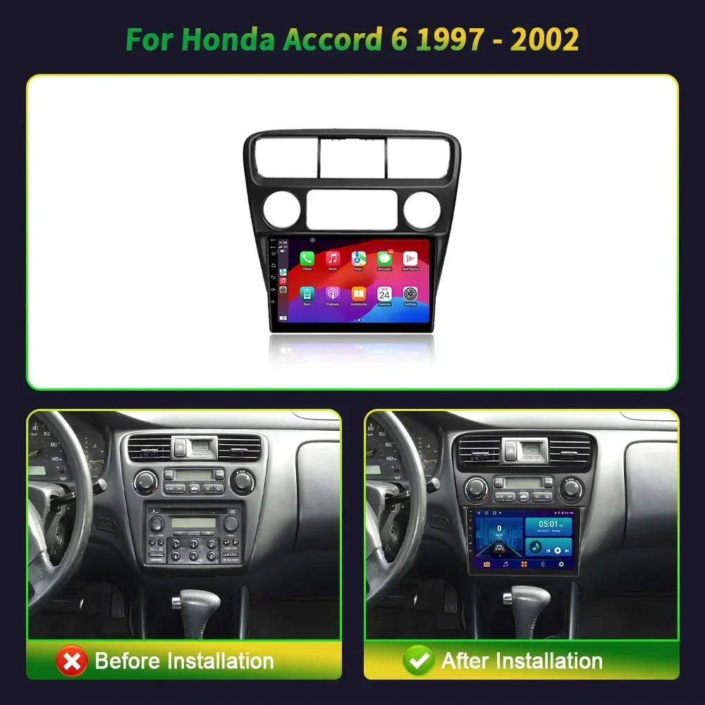 Android 14 For Honda Accord 6 1997 - 2002 Auto Radio Touch QLED Screen Multimedia Video Pl