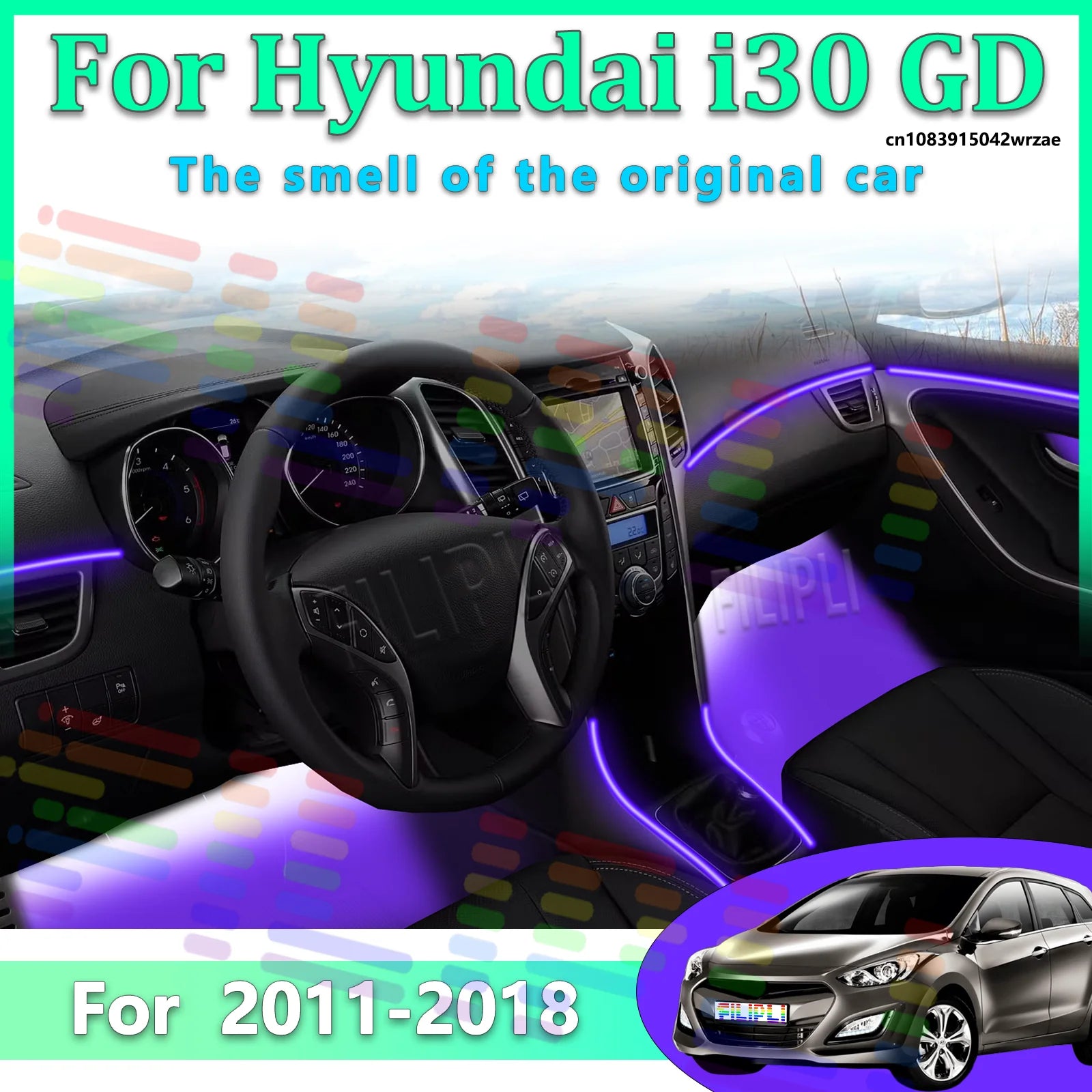 64 RGB - Neon Strip - for Hyundai 2011-2018 - App Control - Car Interior Lighting | AUTOKITSHOP
