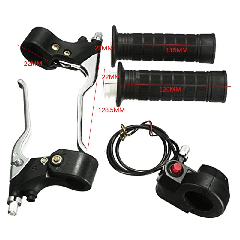 Set Motorcycle ATV 7/8" Handlebar Hand Grips Kill Stop Switch Twist Brake Levers