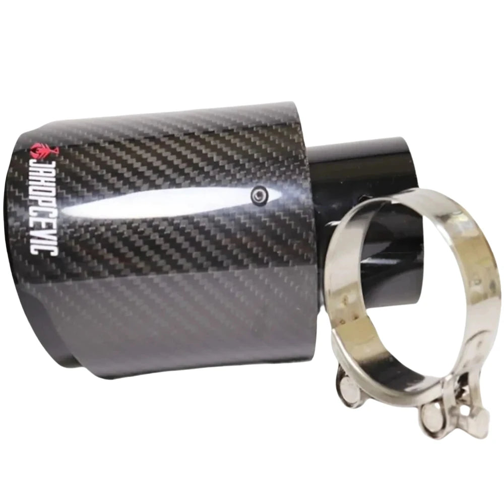 1Piece Car Accessories Exhaust Tip Glossy Carbon Fiber Black Tailpipe Muffler Tip Exhaust System - Automotive LED Light