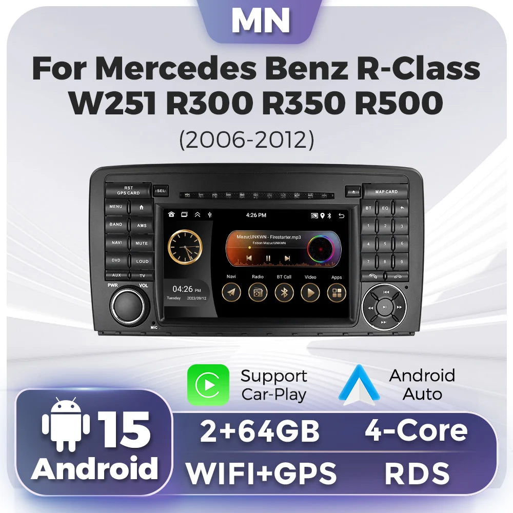 Android OS 2 Din Car Radio For Mercedes Benz R-Class R Class W251 R280 R300 R320 2005-2017