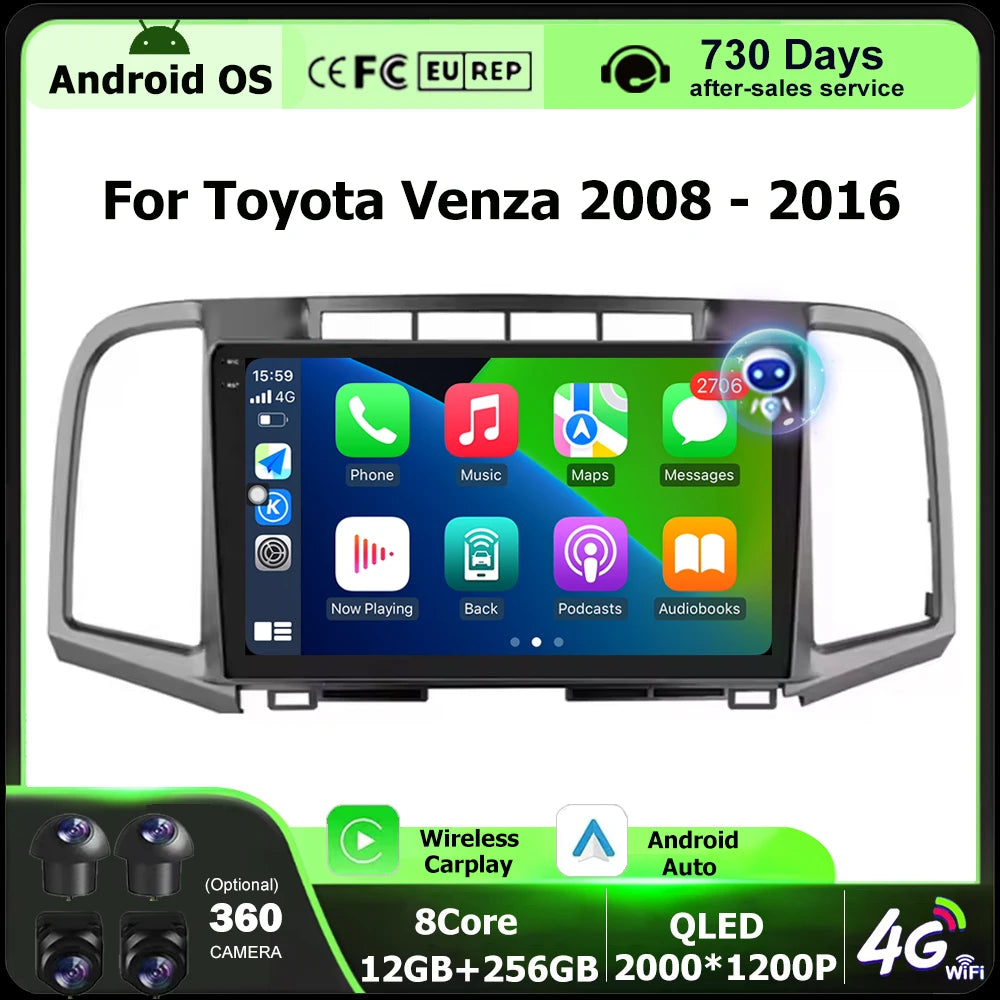 Car Radio Multimedia Video Player GPS Navigation Stereo For Toyota Venza 2008 2009 2010-20