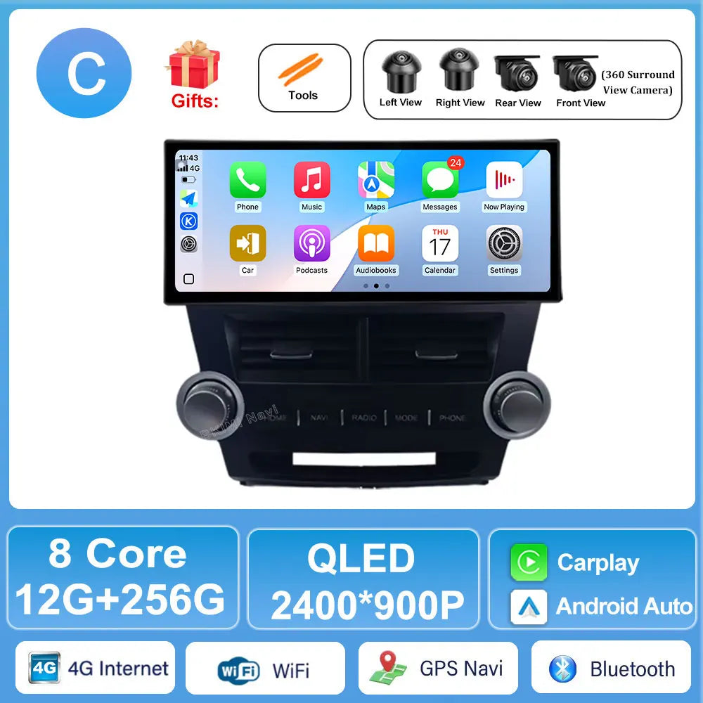 Toyota Highlander 2011-2014 Android Auto CarPlay Stereo with GPS & DSP | AUTOKITSHOP