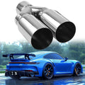 2.5" Inlet 3" Outlet Stainless Steel Exhaust Muffler Tip Pipes Universal - Automotive LED Light