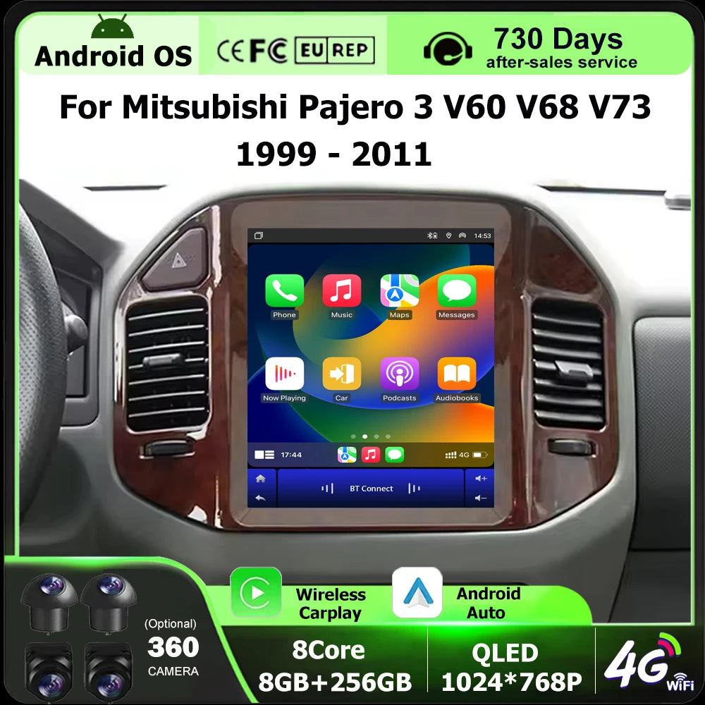 9.7 Inch Android 16 Auto For Mitsubishi Pajero 3 V60 V68 V73 1999 - 2011 Car Radio GPS Mul