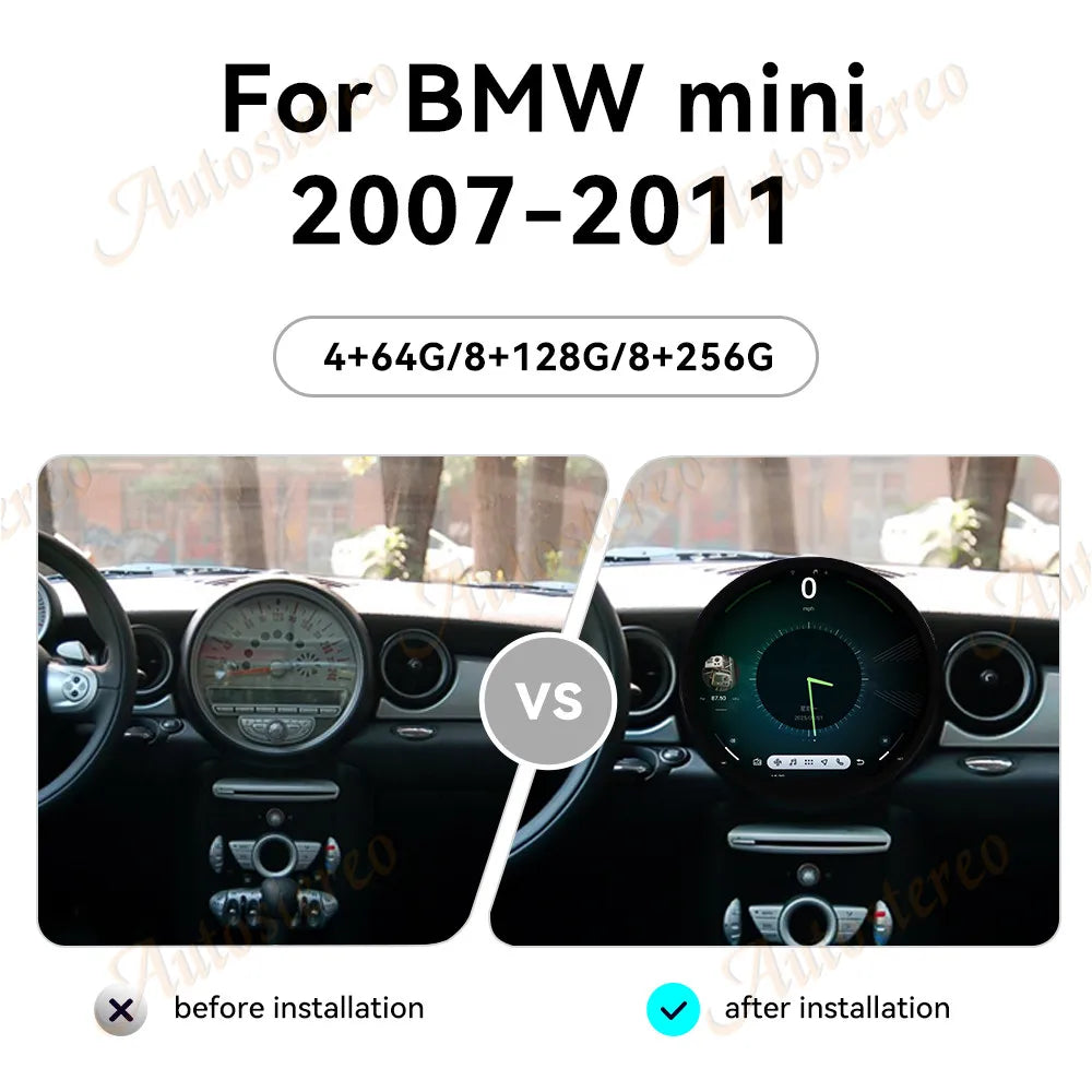 11.7 Inch HD Screen CarPlay Android 14 For BMW mini 2007-2011 Car Radio Multimedia Player