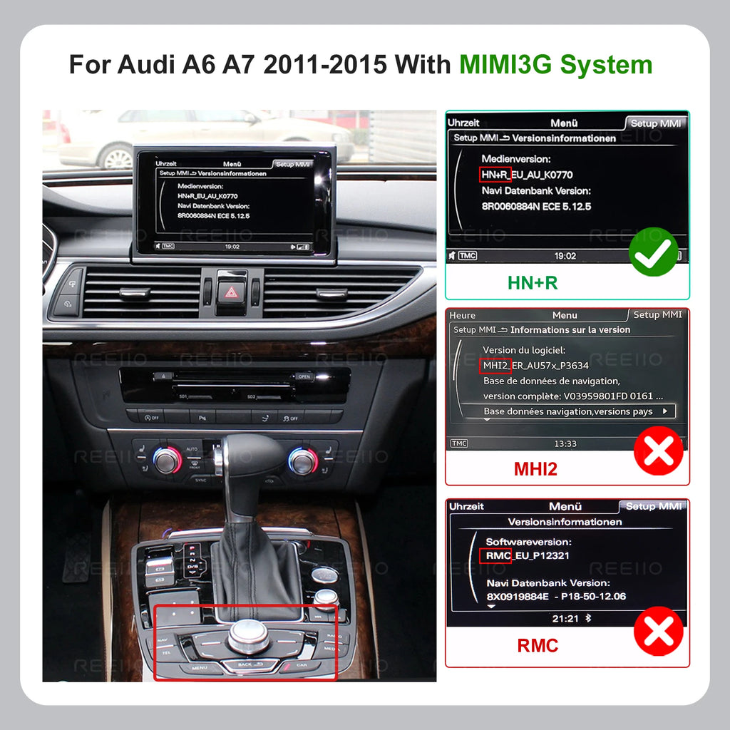 Wireless Carplay Android Auto Interface Retrofit Kits For Audi A6 C7 A7 2012-2016 RMC/HN+R