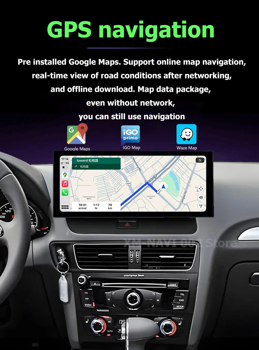 Android 16 for Audi Q3 2013 - 2018 GPS Navigation Wireless Carplay 4G Car Video Multimedia