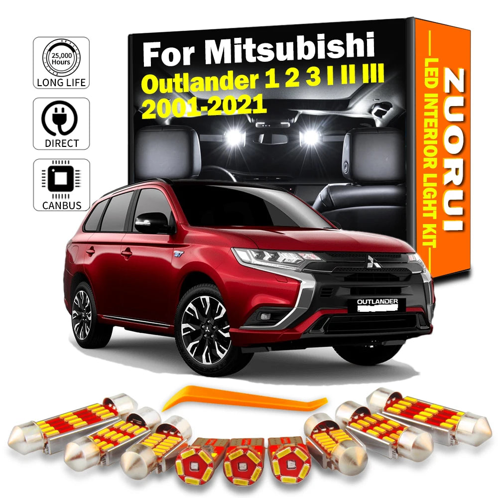 LED Interior Light Kit for Mitsubishi Outlander 1 2 3 I II III 2001-2016 - Canbus Dome Map Door Trunk Bulbs | AUTOKIT...