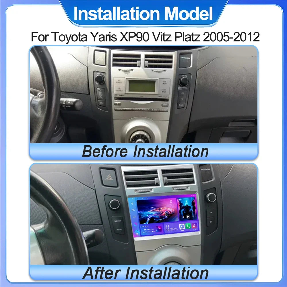 For Toyota Yaris XP90 Vitz Platz 2005-2012 Android 16 7 inch Car Radio Carplay Multimedia