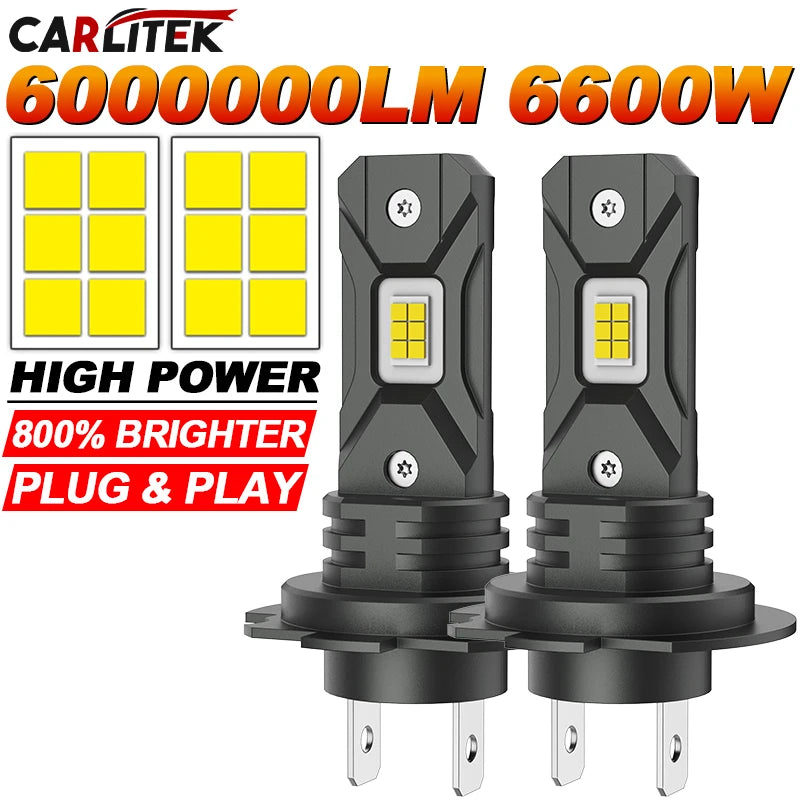 CARLitek 2Pcs 12V H7 LED Headlight Bulb Canbus Error Free 6000K High Power Best H7 LED 360