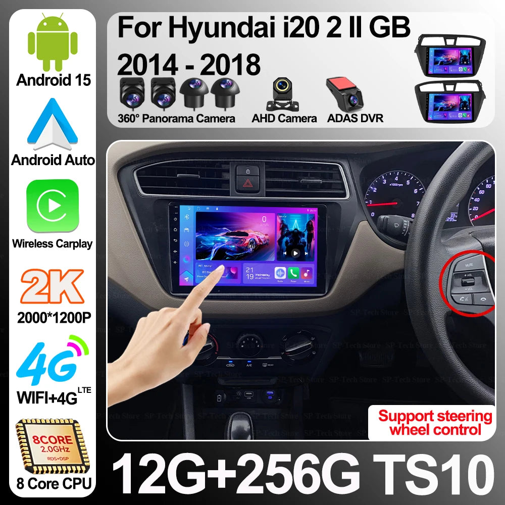 Android 16 For Hyundai I20 2 Ii Gb 2014 2015 2016 2017 2018 Car Radio Carplay Navigation G | AUTOKITSHOP