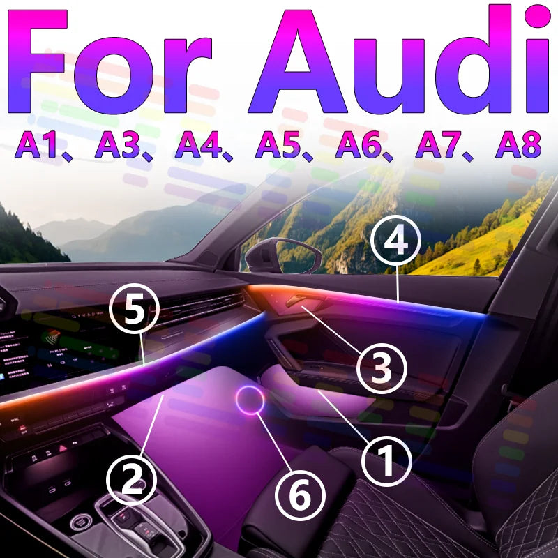 For Audi A1 A3 A4 A5 A6 A7 A8 64S RGB Symphony Car LED Interior Ambient Light Enhance the  | AUTOKITSHOP