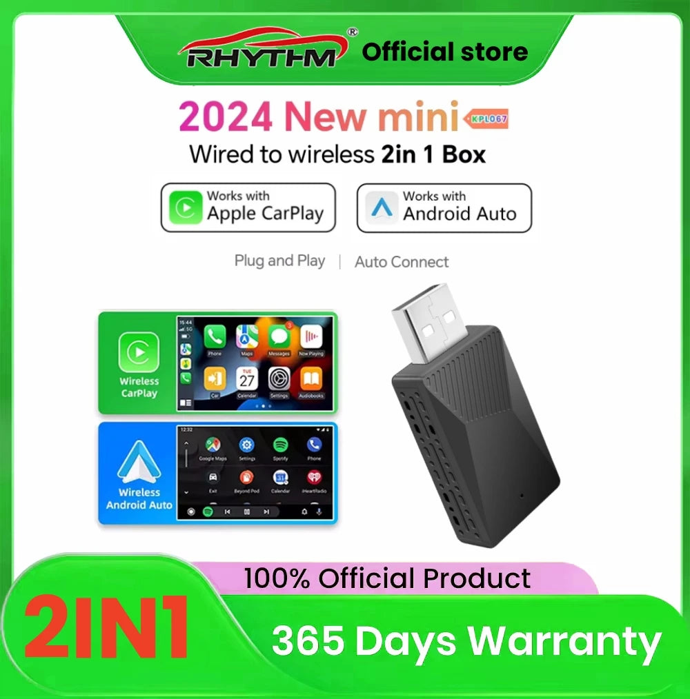 Wireless Carplay Adapter Android Auto Wireless Smart Dongle 2in 1 For Peugeot Mazda Hyunda | AUTOKITSHOP