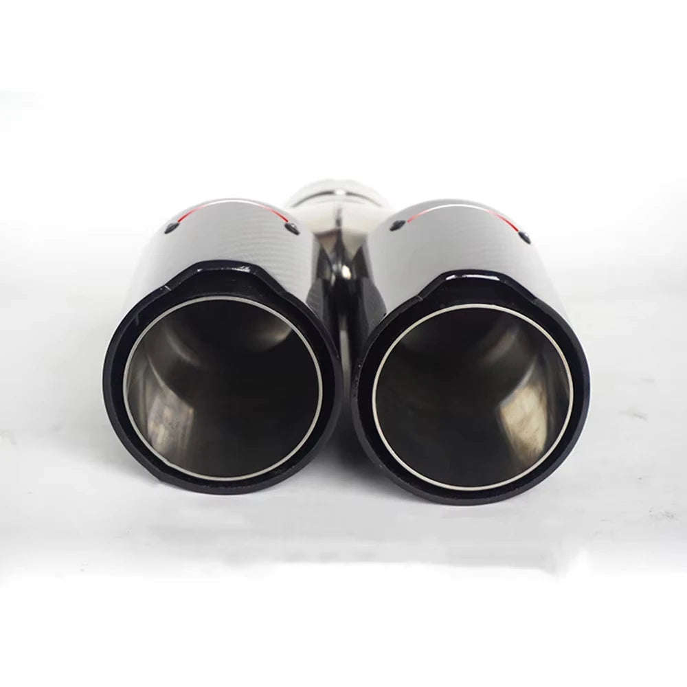1Piece Quad Exhaust Muffler Tips M Performance Carbon Fiber M Logo Double Tail End Pipes Exhaust - Automotive LED Light