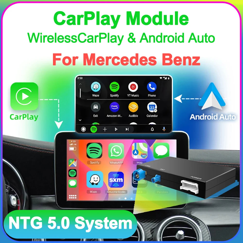 Wireless CarPlay Android Auto Fits For Mercedes NTG 5.0 System 2015-2018 Support CarPlay A