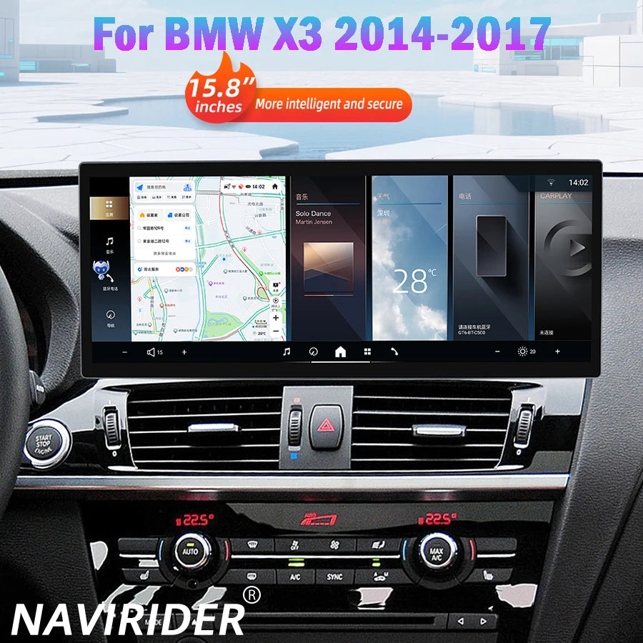 15.8" Android Auto CarPlay For BMW X3 2014-2017 DSP Video Player GPS Screen Navigation Car