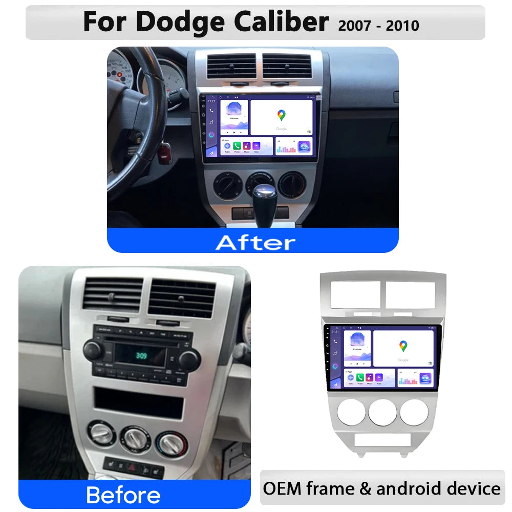 Android 16 For Dodge Caliber 2007 - 2010 Multimedia Car Radio Carplay Video Player Navigat