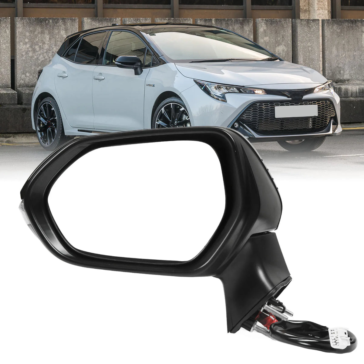 Car Wing Mirror Gloss Black Power Heated Side Mirror With Turn Signal Replacement for Corolla E2 - Canbus LED Car Light