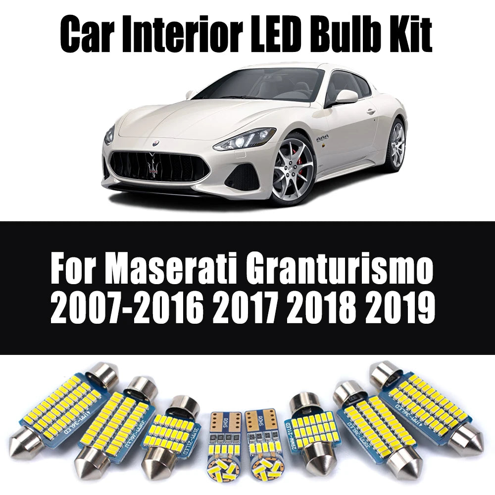 12-Piece LED Interior Light Kit for Maserati Granturismo 2007- 2016 - Canbus Dome Map Door Trunk Bulbs | AUTOKITSHOP